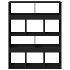 Black Bookcase 100x33x125.5 cm | Modern Engineered Wood Bookshelf with 10 Compartments