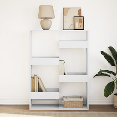 White Bookcase 100x33x135 cm - Sleek Engineered Wood with 6 Spacious Shelves