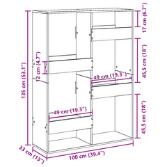 White Bookcase 100x33x135 cm - Sleek Engineered Wood with 6 Spacious Shelves