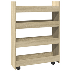 4-Tier Narrow Storage Trolley, Sonoma Oak, Engineered Wood - Mobile, Versatile, and Stylish Organization Solution