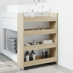 4-Tier Narrow Storage Trolley, Sonoma Oak, Engineered Wood - Mobile, Versatile, and Stylish Organization Solution