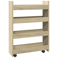 4-Tier Narrow Storage Trolley, Sonoma Oak, Engineered Wood - Mobile, Versatile, and Stylish Organization Solution