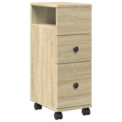 Narrow Bathroom Cabinet with Wheels Sonoma Oak Engineered Wood