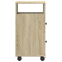 Narrow Bathroom Cabinet with Wheels Sonoma Oak Engineered Wood