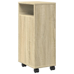 Narrow Bathroom Cabinet with Wheels Sonoma Oak Engineered Wood