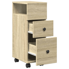 Narrow Bathroom Cabinet with Wheels Sonoma Oak Engineered Wood