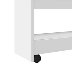 4-Tier Narrow Storage Trolley in White | Engineered Wood Rolling Cart with Lockable Wheels