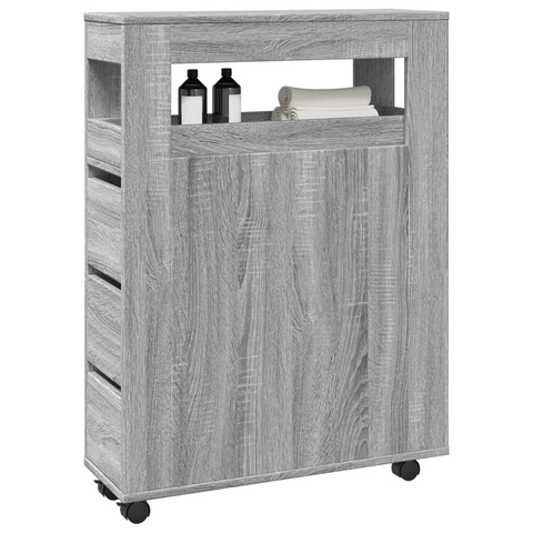 Narrow Bathroom Cabinet with Wheels Grey Sonoma Engineered Wood