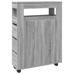 Narrow Bathroom Cabinet with Wheels Grey Sonoma Engineered Wood