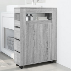 Narrow Bathroom Cabinet with Wheels Grey Sonoma Engineered Wood