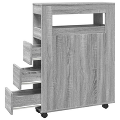 Narrow Bathroom Cabinet with Wheels Grey Sonoma Engineered Wood