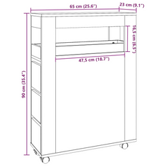 Narrow Bathroom Cabinet with Wheels Grey Sonoma Engineered Wood