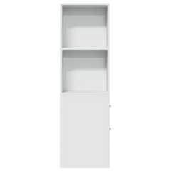 Narrow Bathroom Cupboard with Wheels - Tall, White Engineered Wood Storage Solution, 135 cm High