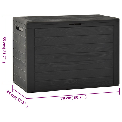 Anthracite Garden Storage Box - 78x44x55 cm | 190L Capacity | Durable & Weather-Resistant Polypropylene