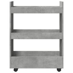 3-Tier Narrow Storage Trolley in Concrete Grey - Engineered Wood | Mobile and Versatile Organizer for Home & Office