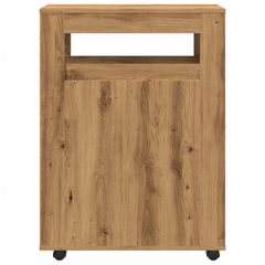 Narrow Bathroom Cabinet with Wheels Artisian Oak Engineered Wood