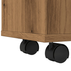 Narrow Bathroom Cabinet with Wheels Artisian Oak Engineered Wood