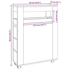 Narrow Bathroom Cabinet with Wheels Artisian Oak Engineered Wood