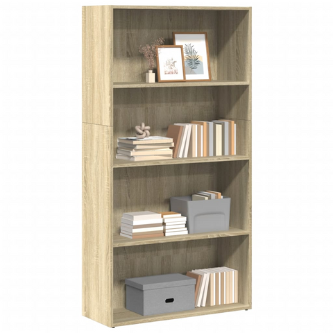 Elegant Bookcase in Sonoma Oak - 80x30x152 cm, Durable Engineered Wood with Open Compartments