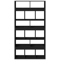 Black Engineered Wood Bookcase with 15 Compartments - 100x33x187.5 cm