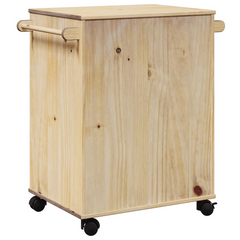 Solid Pine Wood Kitchen Trolley 59x45x80 cm with Storage and Wheels - Rustic, Durable, and Mobile