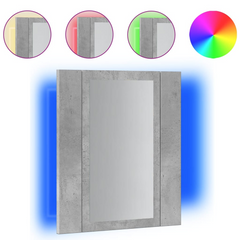 Concrete Grey LED Bathroom Mirror Cabinet | 40x12x45 cm | Engineered Wood & RGB Light