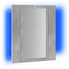 Concrete Grey LED Bathroom Mirror Cabinet | 40x12x45 cm | Engineered Wood & RGB Light