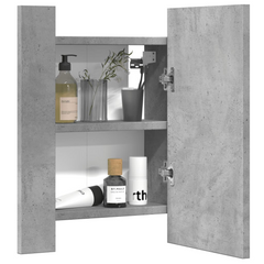 Concrete Grey LED Bathroom Mirror Cabinet | 40x12x45 cm | Engineered Wood & RGB Light