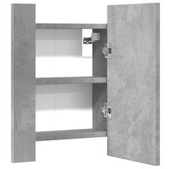 Concrete Grey LED Bathroom Mirror Cabinet | 40x12x45 cm | Engineered Wood & RGB Light