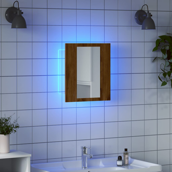 LED Bathroom Mirror Cabinet Artisan Oak 40x12x45 cm Engineered Wood