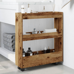 3 Tier Narrow Storage Trolley - Old Wood Finish, Durable Engineered Wood