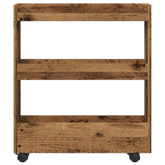 3 Tier Narrow Storage Trolley - Old Wood Finish, Durable Engineered Wood