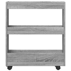 3-Tier Narrow Storage Trolley in Grey Sonoma - Engineered Wood, Mobile with Lockable Wheels