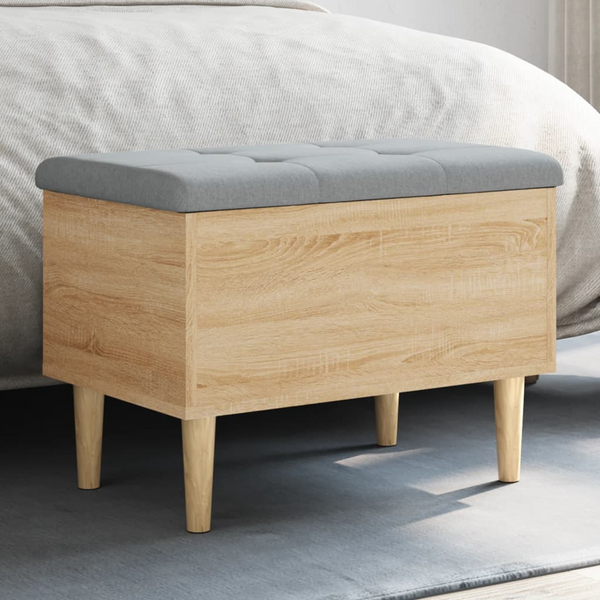 Sonoma Oak Storage Bench 62x42x46 cm - Engineered Wood with Padded Cushion, Multi-Purpose Seating & Storage Solution