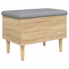 Sonoma Oak Storage Bench 62x42x46 cm - Engineered Wood with Padded Cushion, Multi-Purpose Seating & Storage Solution