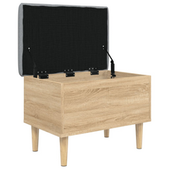 Sonoma Oak Storage Bench 62x42x46 cm - Engineered Wood with Padded Cushion, Multi-Purpose Seating & Storage Solution