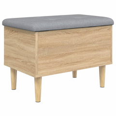 Sonoma Oak Storage Bench 62x42x46 cm - Engineered Wood with Padded Cushion, Multi-Purpose Seating & Storage Solution