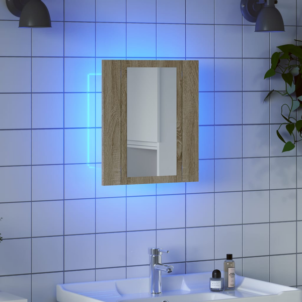 Bathroom Mirror Cabinet with LED Light Sonoma Oak 40x12x45 cm