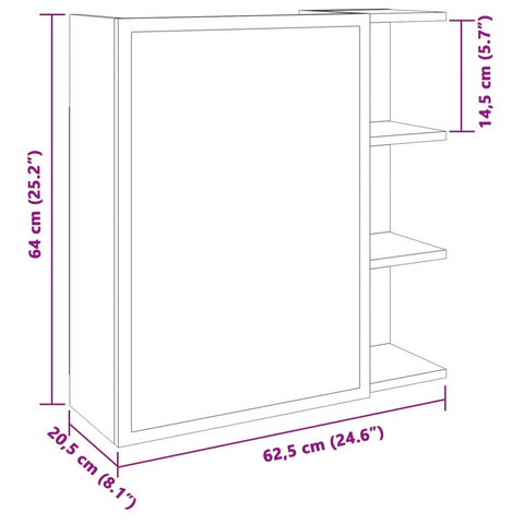 Bathroom Mirror Cabinet Concrete Grey 62.5x20.5x64 cm Engineered Wood