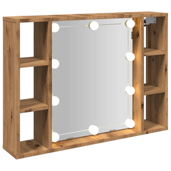 Mirror Cabinet with LED Artisan Oak 76x15x55 cm Engineered Wood