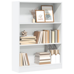 Modern White Bookcase 80x24x109 cm | Engineered Wood Bookshelf with Ample Storage for Home & Office