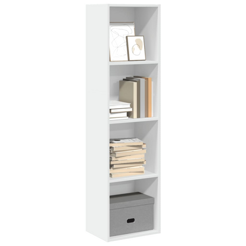 White Bookcase 40x30x152 cm - Sturdy Engineered Wood with Ample Storage and Sleek Design