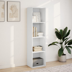 White Bookcase 40x30x152 cm - Sturdy Engineered Wood with Ample Storage and Sleek Design