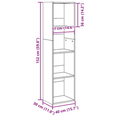 White Bookcase 40x30x152 cm - Sturdy Engineered Wood with Ample Storage and Sleek Design