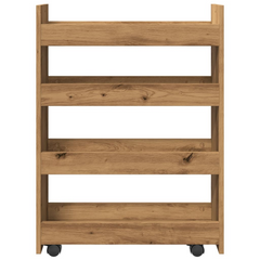 4-Tier Narrow Storage Trolley in Artisan Oak - Engineered Wood, Versatile Rolling Cart for Home, Kitchen & Bathroom