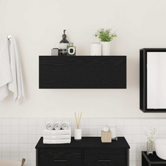 Bathroom Wall Cabinet - Stylish Black 80x25x30 cm, Engineered Wood - Elegant & Functional Storage Solution