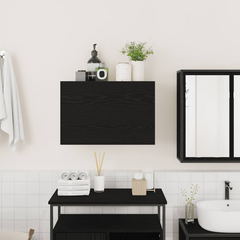 Black Bathroom Wall Cabinet - 60x25x40 cm | Engineered Wood Storage Solution