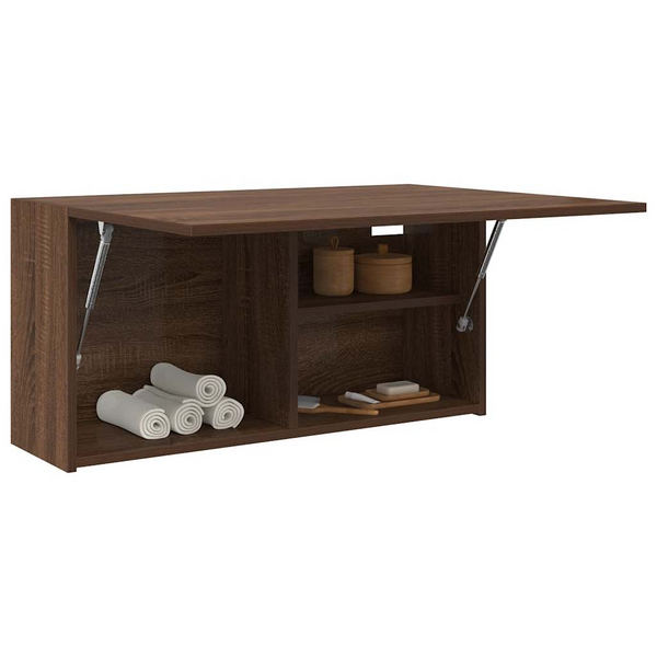 Brown Oak Bathroom Wall Cabinet 80x25x40 cm | Durable Engineered Wood Storage Solution