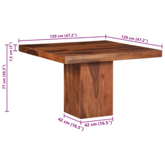 Solid Wood Acacia Dining Table - 120x120x77 cm | Durable & Stylish Kitchen Furniture