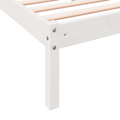 Extra Long Solid Pine Wood Bed Frame - White, 140x210 cm | Durable & Stylish